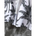 Coconut Palm Print, Men's 2Pcs Outfits, Casual Camp Collar Lapel Button Up Short Sleeve Shirts Hawaii Shirt And Drawstring Shorts Set For Summer, Men's Clothing