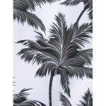 Coconut Palm Print, Men's 2Pcs Outfits, Casual Camp Collar Lapel Button Up Short Sleeve Shirts Hawaii Shirt And Drawstring Shorts Set For Summer, Men's Clothing