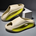 Colorblock Stylish Pillow Slides, Soft Sole Platform Slip On Home Shower Slides, Non-slip Summer Casual Slides