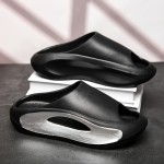 Colorblock Stylish Pillow Slides, Soft Sole Platform Slip On Home Shower Slides, Non-slip Summer Casual Slides