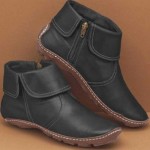 Fall Winter Boots for Women 2025 Vintage Short Ankle Boots No Heel Lace Up Retro Faux Leather Booties with Arch Support Comfy Damping Slip On Flat Shoes for Spring Fall Winter