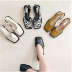 Generic Women Closed Square Toe Shoes with Elastic Laces Low Heels Slingback Formal Loafer Dress Shoes Office