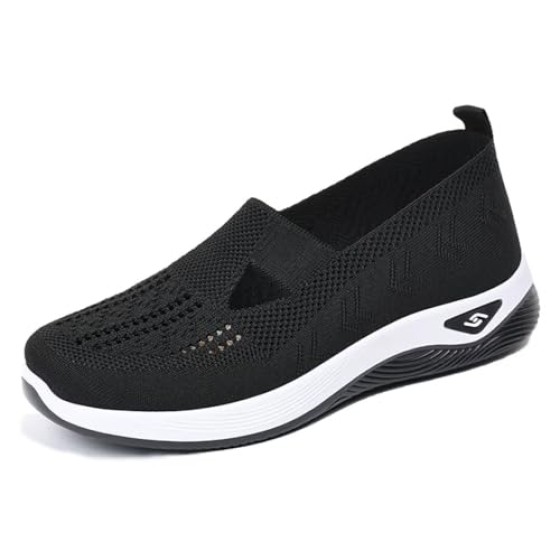 Women Footwear Orthopedic Sneakers Woven Breathable Running Shoes Arch Support Walking Shoes Soft Sole Shoes Cloud Slide Orthopedic