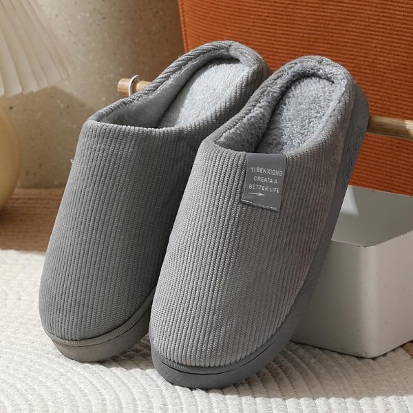 Unisex Mens Womens Memory Foam Scuff Slippers Casual Slip On Warm House Shoes Indoor/Outdoor Sandal Slippers With Rubber Sole