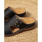 Ladies' Summer Thick Sole Slide Sandals, Cozy Wedge Beach Footwear, Slip Flip-Flops