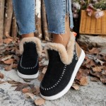 Women's Winter Snow Boots Slip on Ankle Booties with Faux Fur Lining, Warm Plush Short Boots Anti-Slip Outdoor Comfortable Casual Fluffy Shoes
