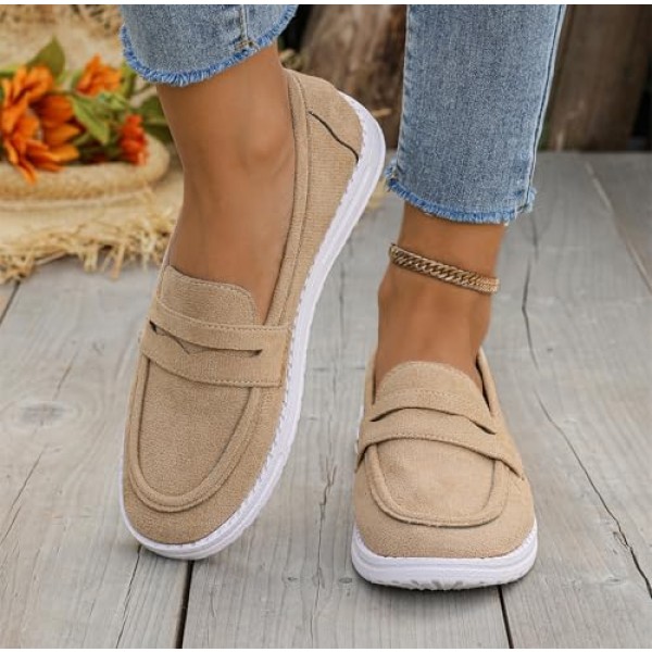 Women's Classic Comfort Suede Penny Loafers Casual Shoes Slip-Ons Lightweight Walking Flats Driving Mocs Boat Shoes