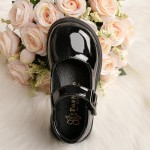 Girls School Oxford Shoes PU Leather Pull On Uniform Dress Shoes Rubber Sole Toddler Little Kids