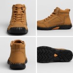 Men's Orthopedic Waterproof Leather Work Boots - Wide Width, Arch Support, Comfortable Handmade Outdoor Ankle Boots