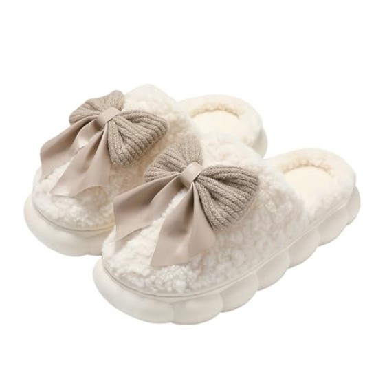 Cute Bow Slippers Slippers For Women/Men Cozy House Slippers Memory Foam Slippers Plush Bedroom Indoor Outdoor Shoes