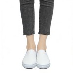 Women's Casual Flat Shoes - Flat Non-Slip Slip-On Sneakers, Comfortable Leather Upper Work Shoes for Nurses, Casual Daily Wear & Long Shifts, Lightweight Low-Cut Footwear