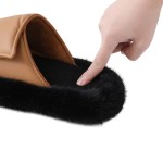 TARYOU Women's Adjustable Fuzzy Slippers with Velcro Strap for Indoor/Outdoor Wear (2 Colors: Tan & Black/All Black)